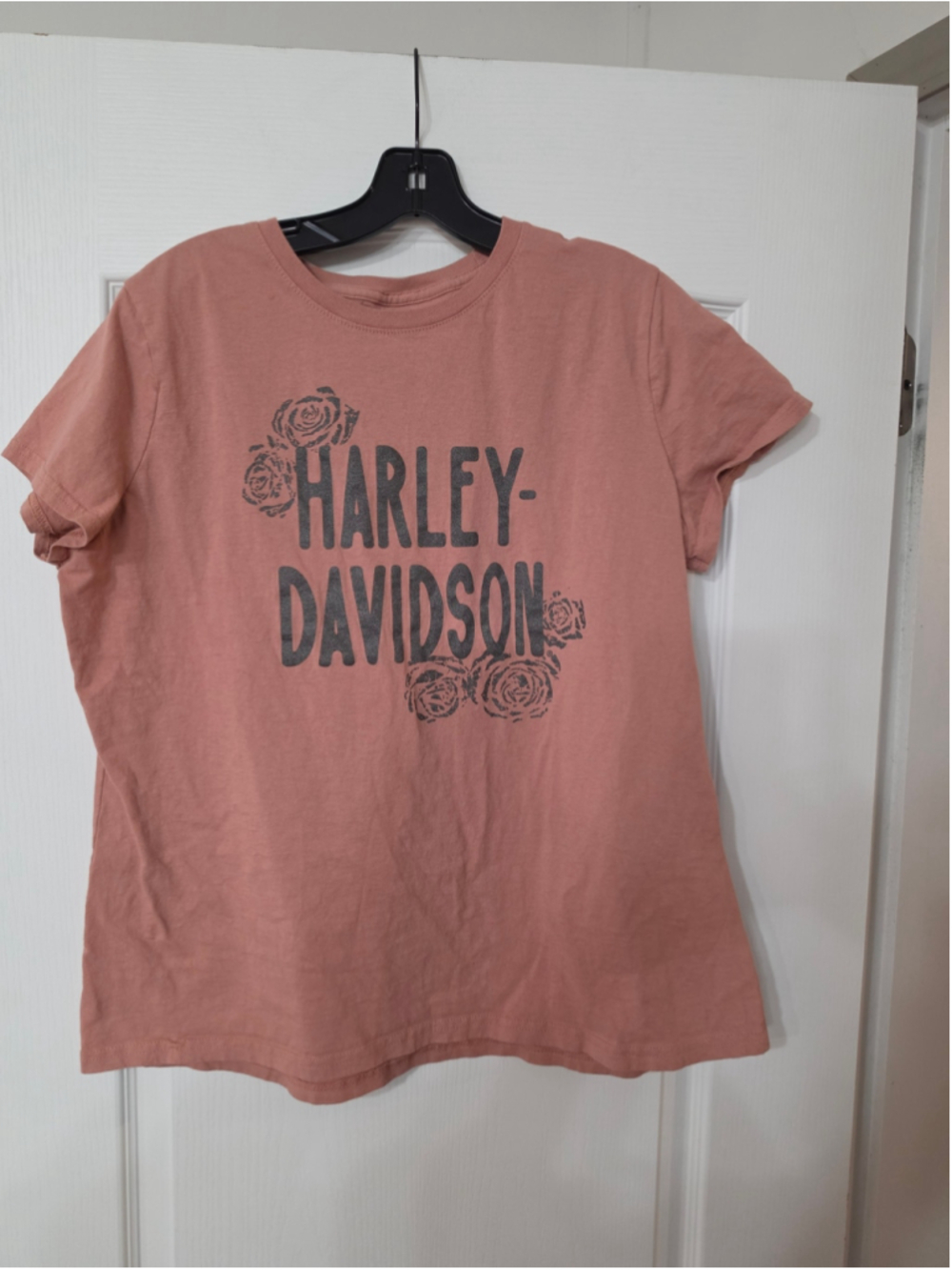 Harley-Davidson Women's 2XL Rose Graphic T-Shirt Dusty Pink Motorcycle Tee